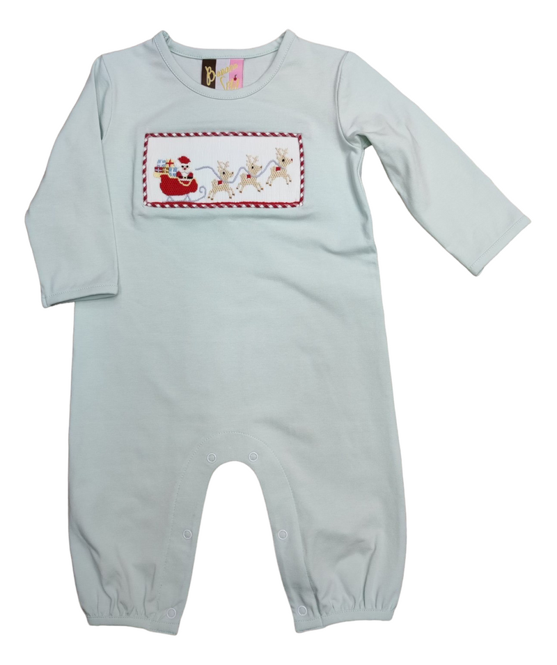 BANANA SPLIT SANTA'S SLEIGH SMOCKED BOYS ROMPER