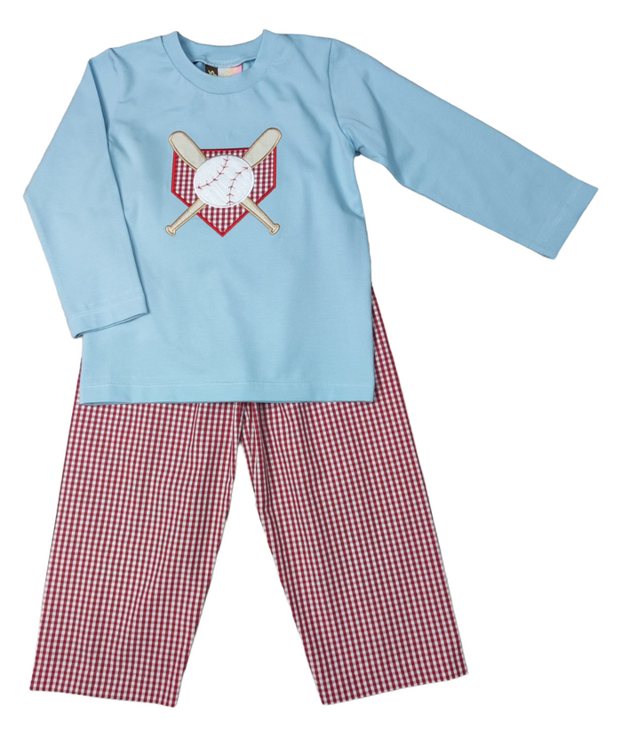 BANANA SPLIT BASEBALL APPLIQUE PANT SET