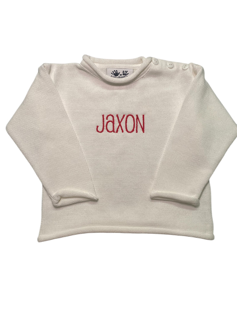 FINGERPRINTS ROLL NECK SWEATER WHITE
