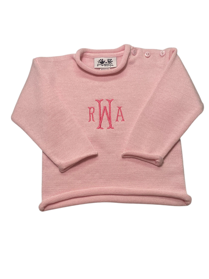 FINGERPRINTS ROLL NECK SWEATER PINK
