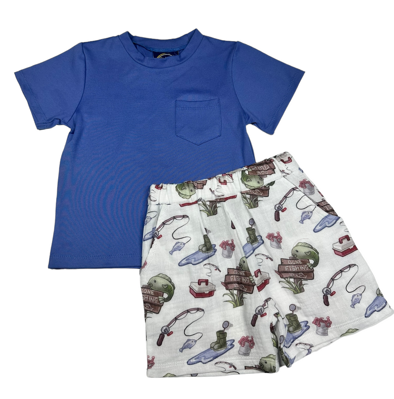 EMMA JEAN GONE FISHING BOYS SHORT SET