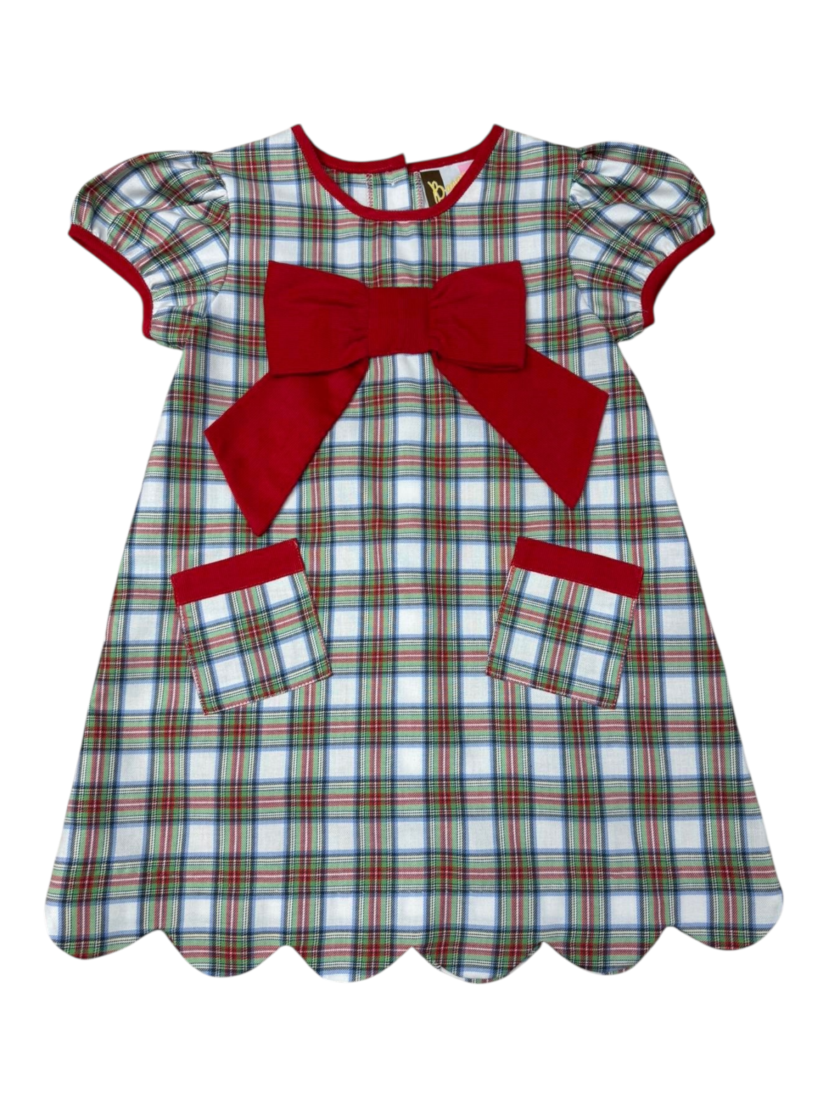 Amelia Bow Dress Christmas Plaid