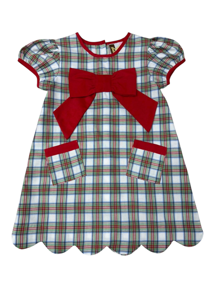 Amelia Bow Dress Christmas Plaid