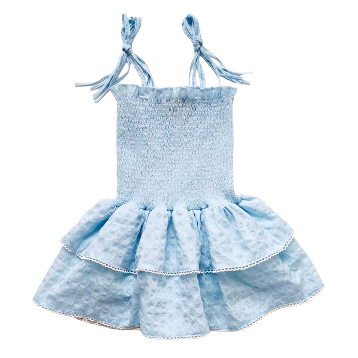 LITTLE OLIN BLUE RUFFLE DRESS