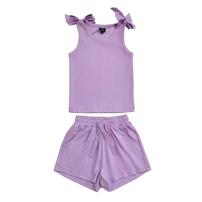 LITTLE OLIN LAVENDER BOW SET