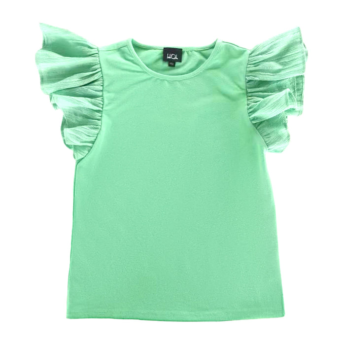 LITTLE OLIN GREEN RUFFLE TOP