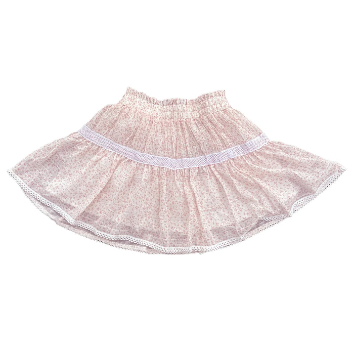 LITTLE OLIN PINK FLOWER ELASTIC WAISTBAND SKIRT