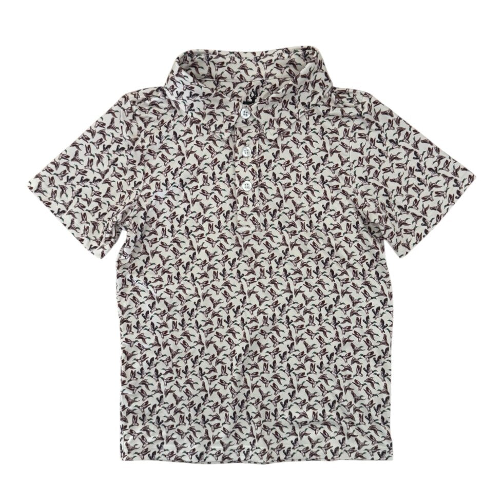 Short-sleeve shirt with a subtle pattern on a white background