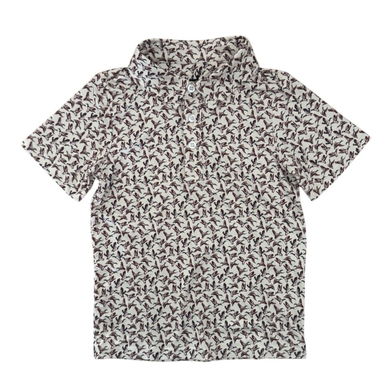Short-sleeve shirt with a subtle pattern on a white background
