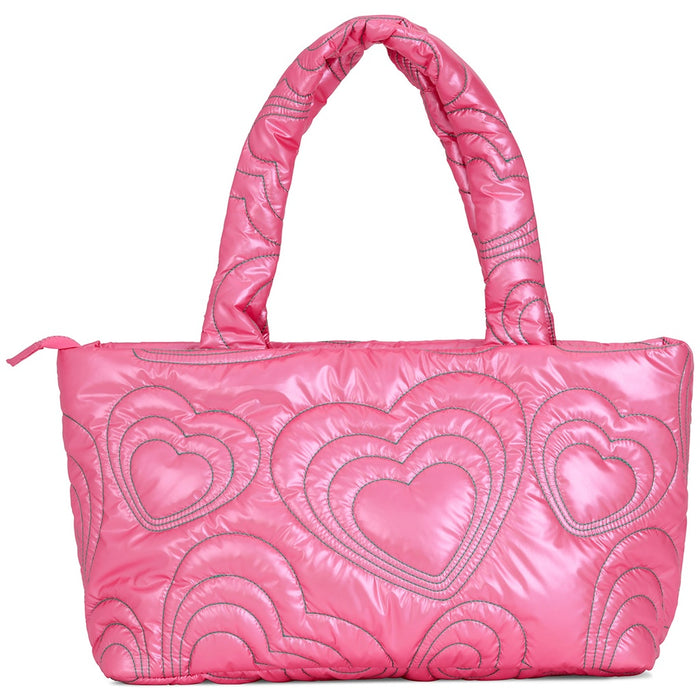 ISCREAM PINK SHINING HEART PUFFY OVERNIGHT BAG