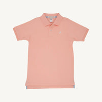 Prim And Proper Polo Pompano Peach With Multicolor Stork