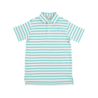 TBBC PRIM AND PROPER POLO TURKS TEAL STRIPE/EDISTO EGG BLUE