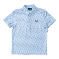 PRODOH SHORT SLEEVE PERFORMANCE POWDER BLUE GOLF CART PRINT