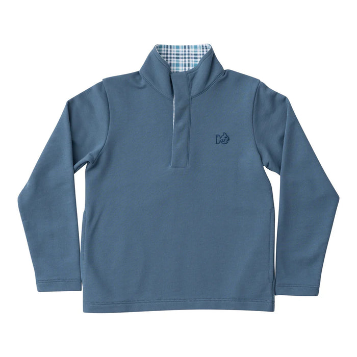 PRODOH KIDS SPORTY COTTON SNAP PULLOVER IN BLUEFIN BLUE