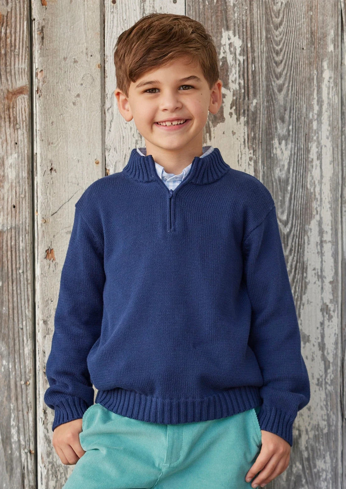 Little English Quarter Zip Sweater Navy