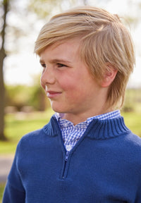 Little English Quarter Zip Sweater Navy