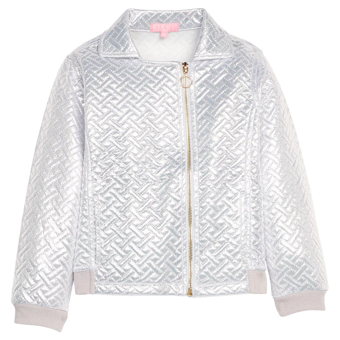 BISBY QUILTED MOTO JACKET SILVER