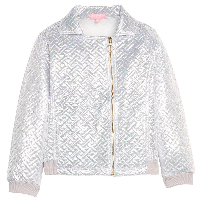 BISBY QUILTED MOTO JACKET SILVER