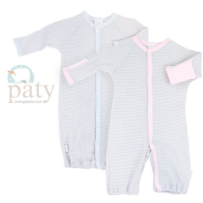 PATY RIB KNIT CONVERTER PIMA TRIM GREY/PINK NEWBORN