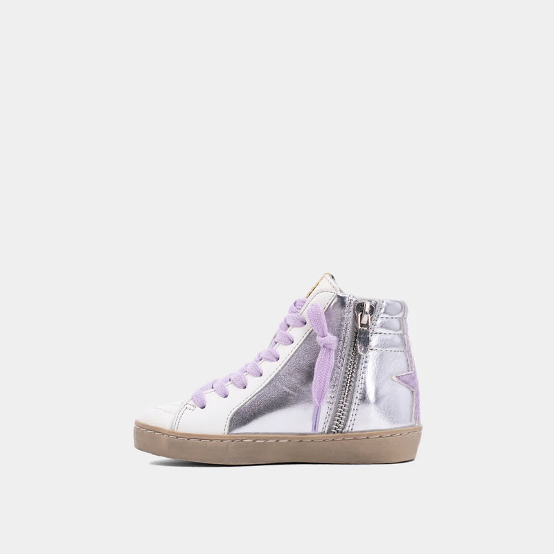 SHUSHOP ROONEY MINI LILAC SNAKE SNEAKER