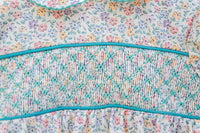 Ruth & Ralph Aqua Floral Smocked Woven Sadie Dress