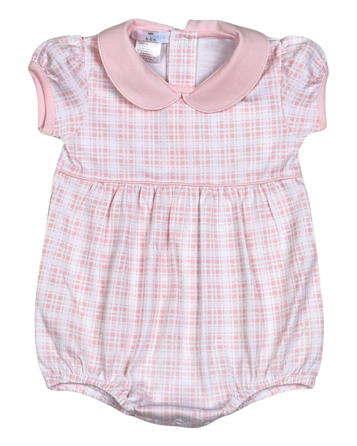 BABY LOREN ROSSY PINK PLAIDS PIMA BIB BUBBLE