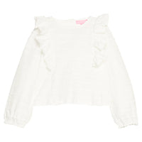 BISBY RUFFLE BLOUSE WHITE SCALLOP