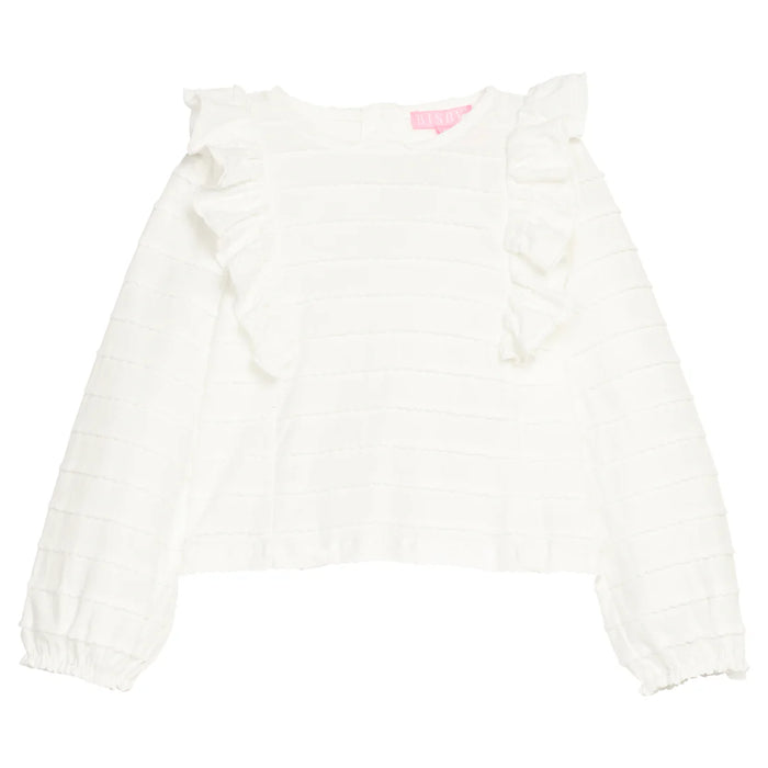 BISBY RUFFLE BLOUSE WHITE SCALLOP