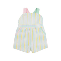 TBBC RUTHIE ROMPER SIESTA KEY SEERSUCKER PALM BEACH PINK/SEA ISLAND SEAFOAM