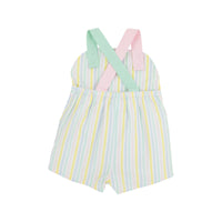 TBBC RUTHIE ROMPER SIESTA KEY SEERSUCKER PALM BEACH PINK/SEA ISLAND SEAFOAM