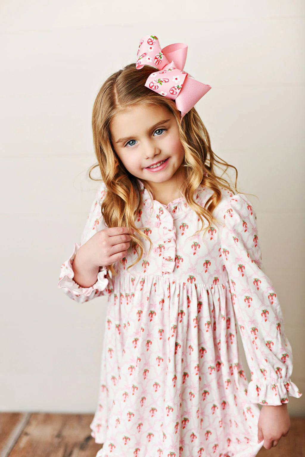 SWOON BABY SCALLOPED CANDY CANE BUTTERKNIT PLAY DRESS