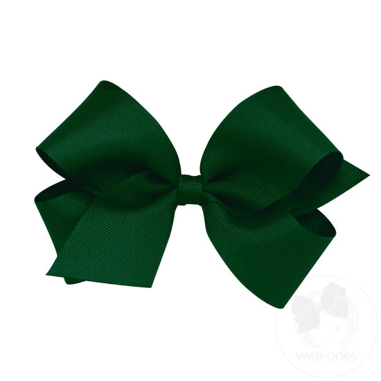 WEE ONES GROSGRAIN FOREST GREEN BOW FGR