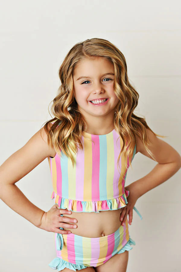 SWOON BABY UPF 50 2 PC SWIM RAINBOW STRIPES