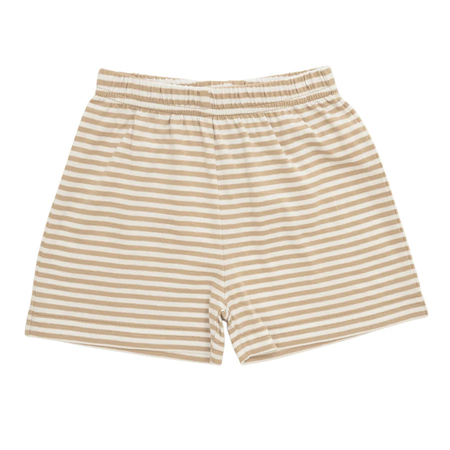 KHAKI STRIPE KNIT SHORTS