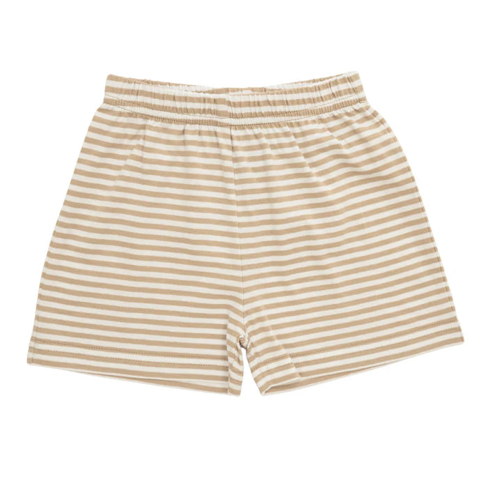KHAKI STRIPE KNIT SHORTS