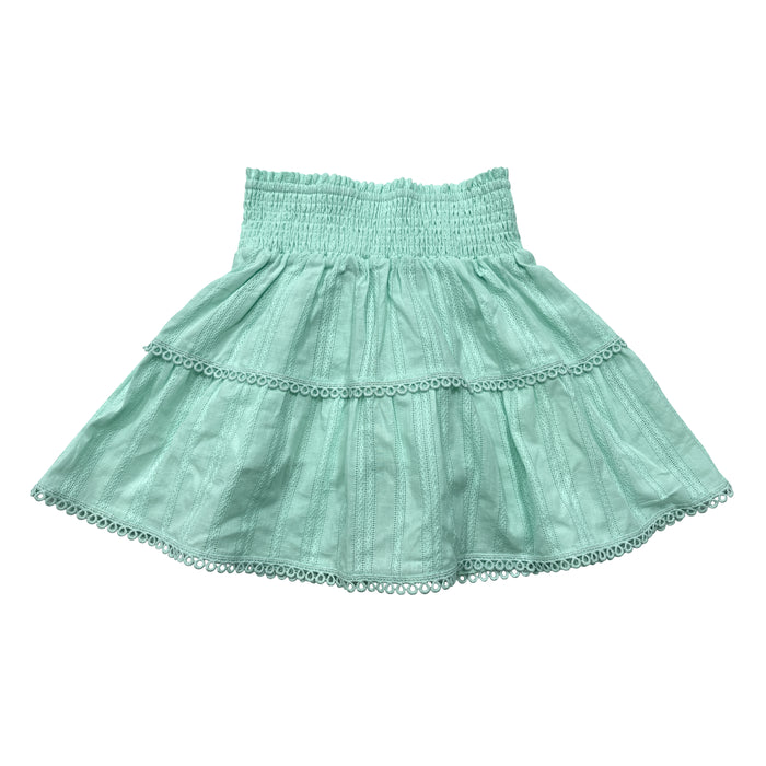 LITTLE OLIN AQUA SMOCKED WAISTBAND SKIRT