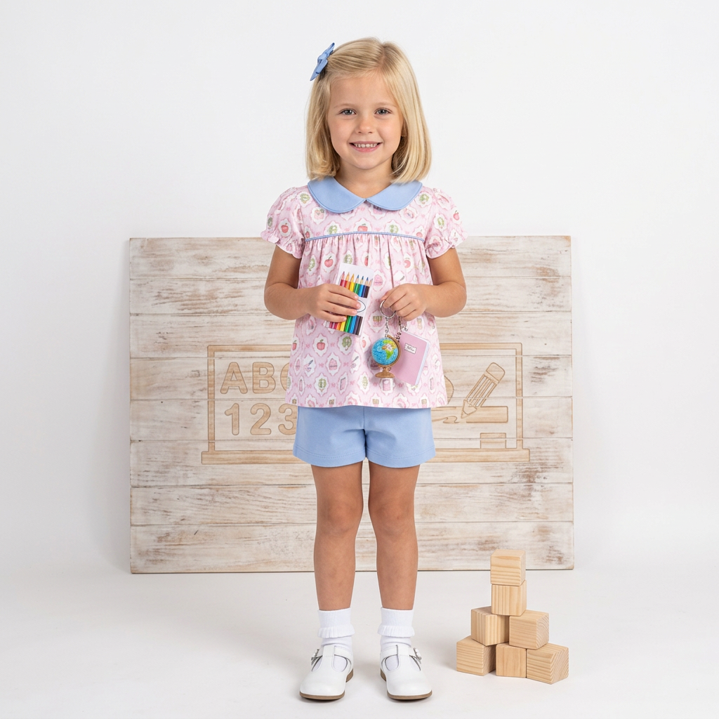 School time Prima Scallop Collar Top Set