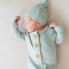 KYTE BABY RIBBED KNOTTED GOWN WITH HAT SET IN SAGE