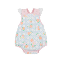 TBBC SAYLOR SUNSUIT CAYMAN ISLAND CANE AND PALM BEACH PINK