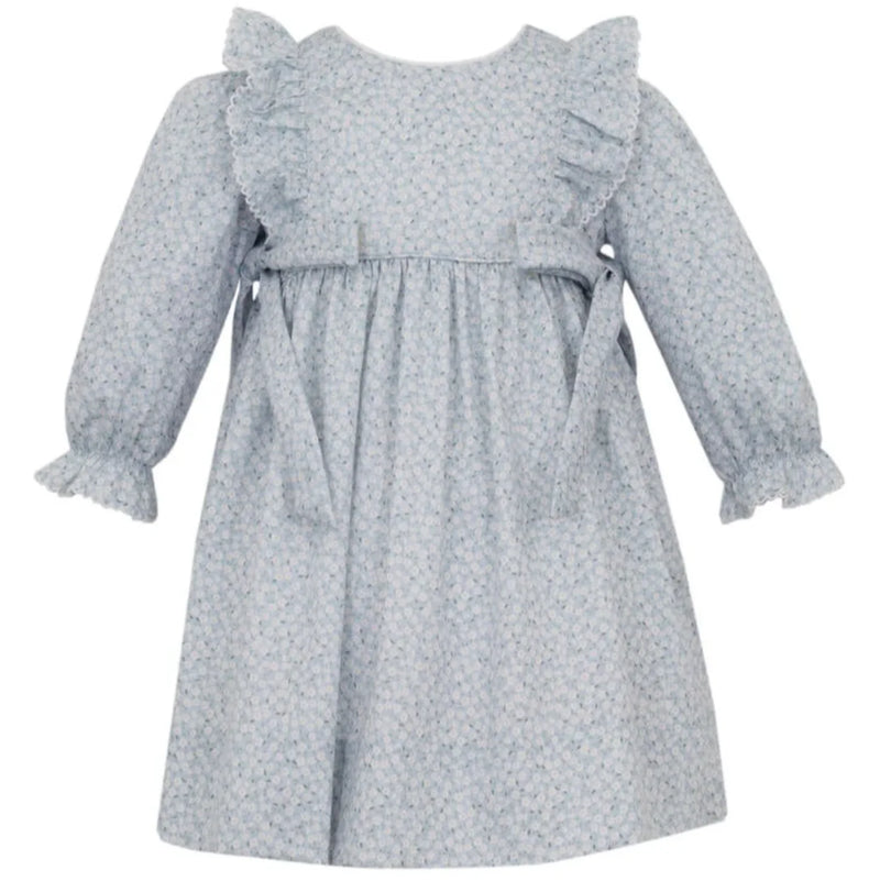 PETIT BEBE BLUE FLORAL DRESS WITH SIDE BOWS