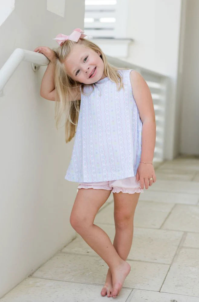 LOTTIE BLOOMER SET BLUE FLORAL SCALLOP