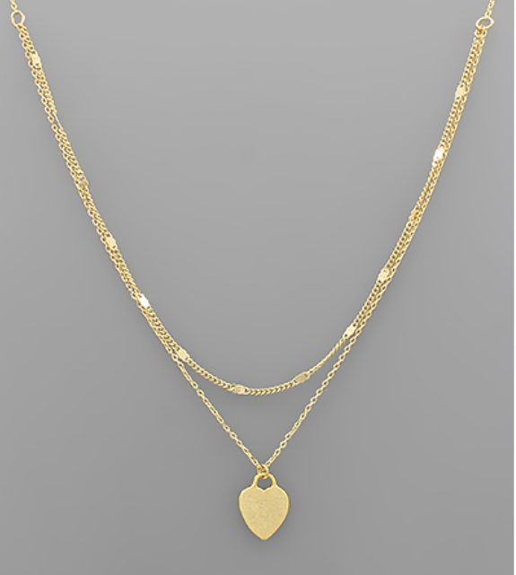 DOUBLE CHAIN HEART NECKLACE