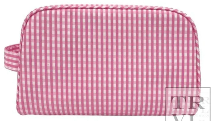 TRVL STOWAWAY TOILETRY BAG GINGHAM PINK