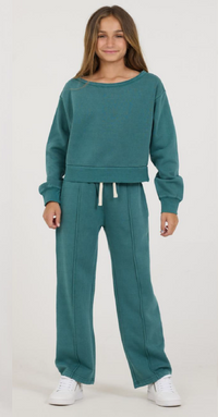 VINTAGE HAVANA TEAL PINTUCK WIDELEG PANT