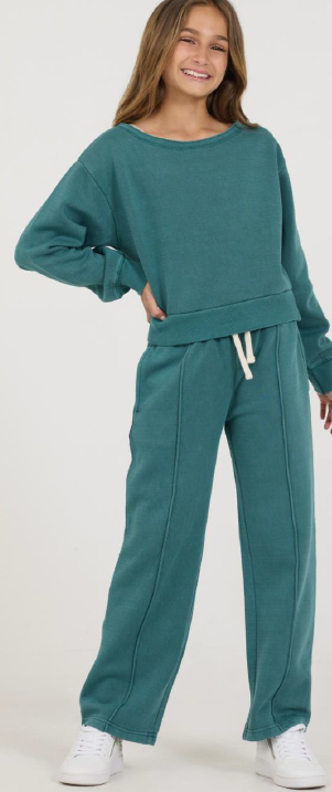 VINTAGE HAVANA TEAL PINTUCK WIDELEG PANT