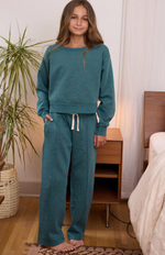 VINTAGE HAVANA TEAL PINTUCK WIDELEG PANT