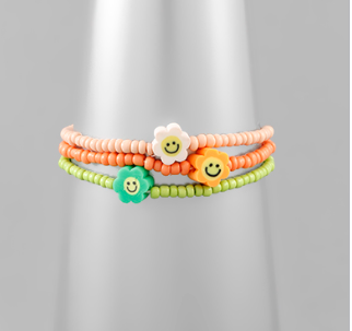 FLORAL SMILE BEADED BRACELET SET