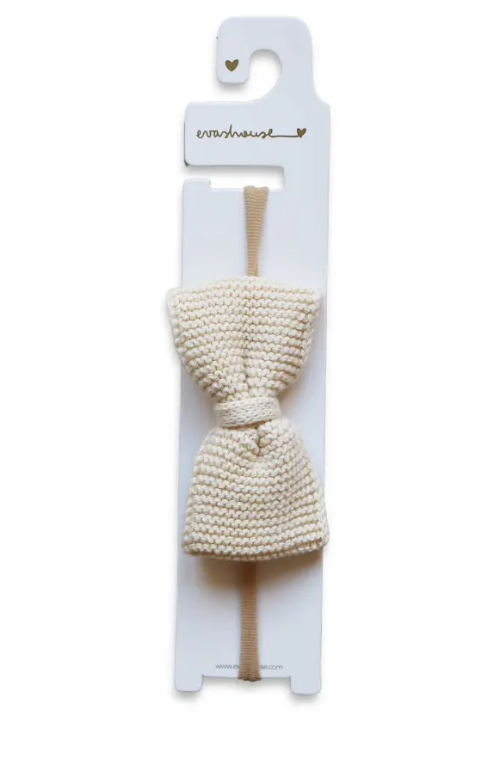 CHIC KNIT BOW SOFT HEADBAND - BEIGE