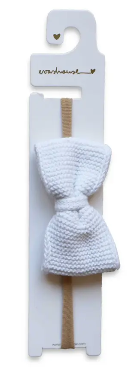 CHIC KNIT BOW SOFT HEADBAND - WHITE