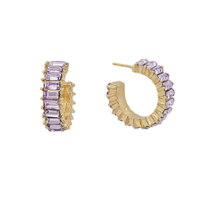 EARRING PURPLE RHINESTONE HOOP